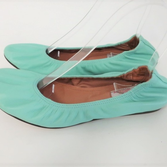 Lanvin Ballet Flats Aqua Scrunched Leather - Picture 3 of 5